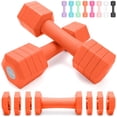 thumbnail image 1 of Juego de mancuernas ajustables Fragraim 4 en 1 de 2 a 5 libras, color naranja, 1 of 6