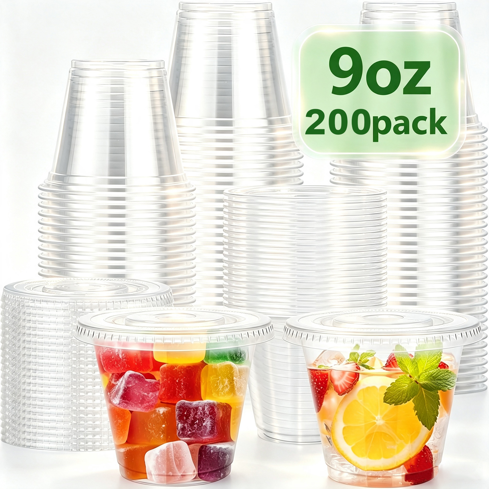 Lamosi Clear Plastic Cups with Lids, 200-Pack photo 1