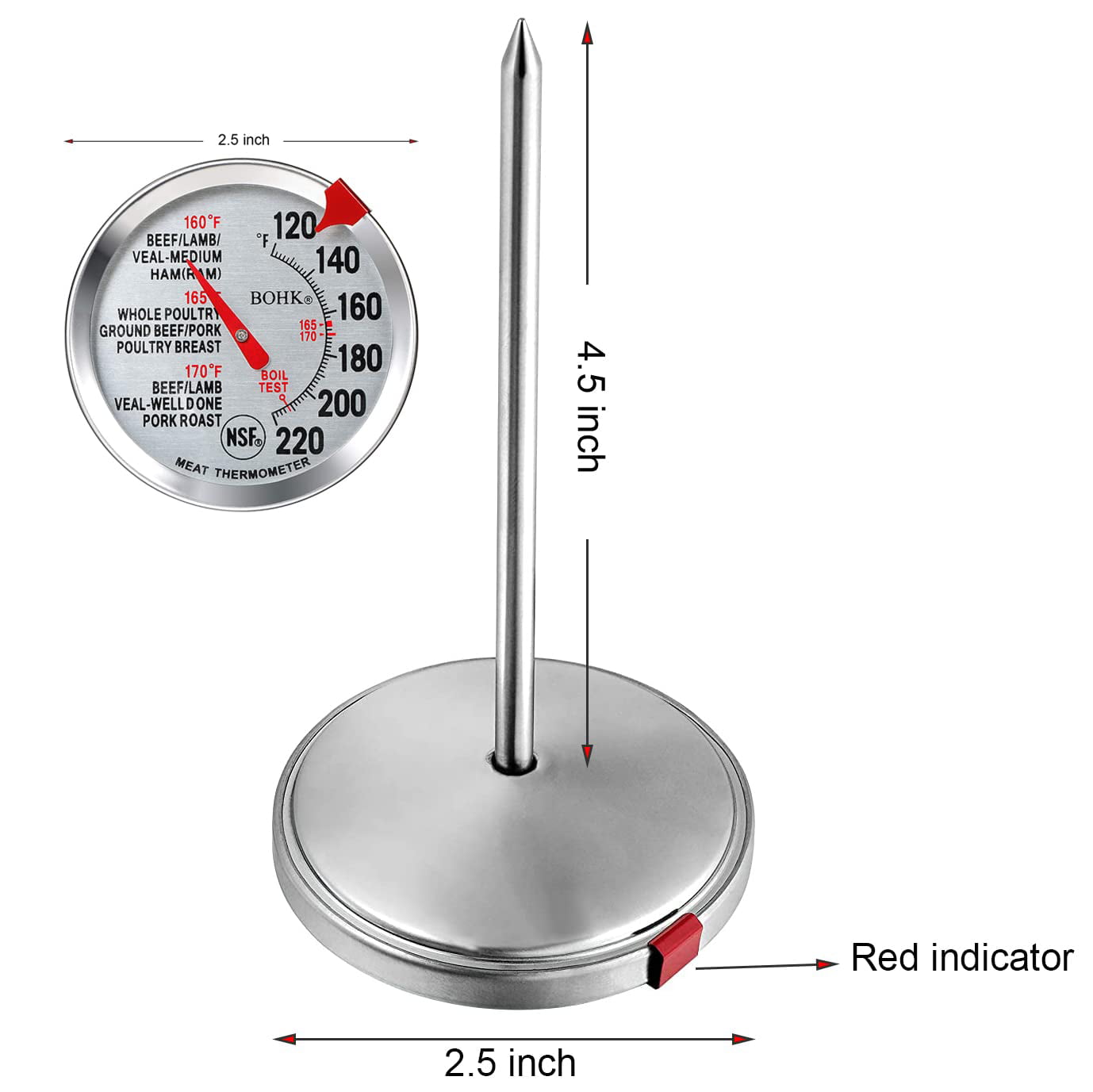 Oil Thermometer For Deep Frying, 2pcs 200mm Stainless Steel Deep Frying  Thermometer With Metal Retaining Clip For Cooking Oil Deep Frying Fry Bbq  Gril