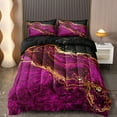 thumbnail image 3 of Hot Pink Marble Comforter Set Black Gold Bedding Set Dark Red Marble Texture Bed Comforter Set Abstract Home Decor, 3 of 12