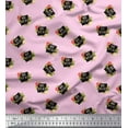 thumbnail image 1 of Soimoi Pink polyester Crepe Fabric Floral & Be You Text Print Fabric by The Yard 52 Inch Wide, 1 of 5