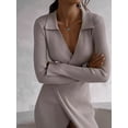 thumbnail image 4 of Women'S Wool Blend Side Slit Sweater Dresses Fall Business Casual Outfits Light Gray M, 4 of 7