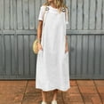 thumbnail image 2 of WRKEKC Robes d'Été Décontractées pour Femmes, Robe T-Shirt pour Femmes, Robe d'Été Tendance pour Femmes pour les Vacances, Couleur Unie, Sans Manches, Ajourée, Midi, de Fête, de Plage, 2 of 7