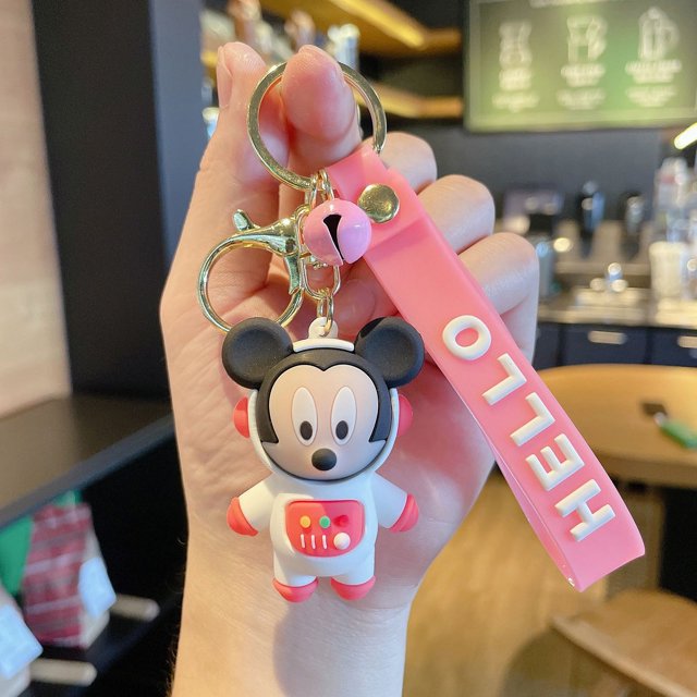 Nuevo llavero de astronauta de goma de Hello Kitty Mickey Minnie con dibujos animados, mochila encantadora, regalo para niñas, joyería