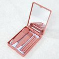 thumbnail image 2 of 1 Set Chic Pink Makeup Brush Set - Mirror Compact, 5pcs Soft Bristles Versatile for Blush Eye Foundation, 2 of 6