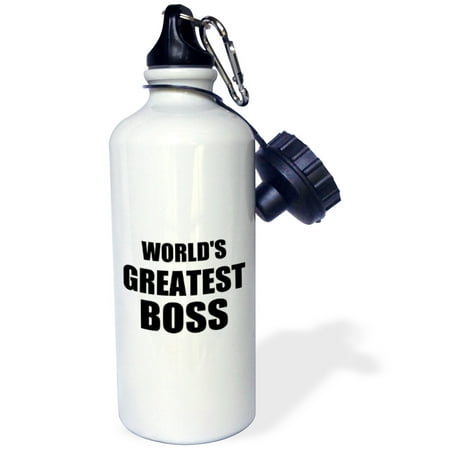 3dRose Worlds Greatest Boss. black text. great design for the best boss ever, Sports Water Bottle,