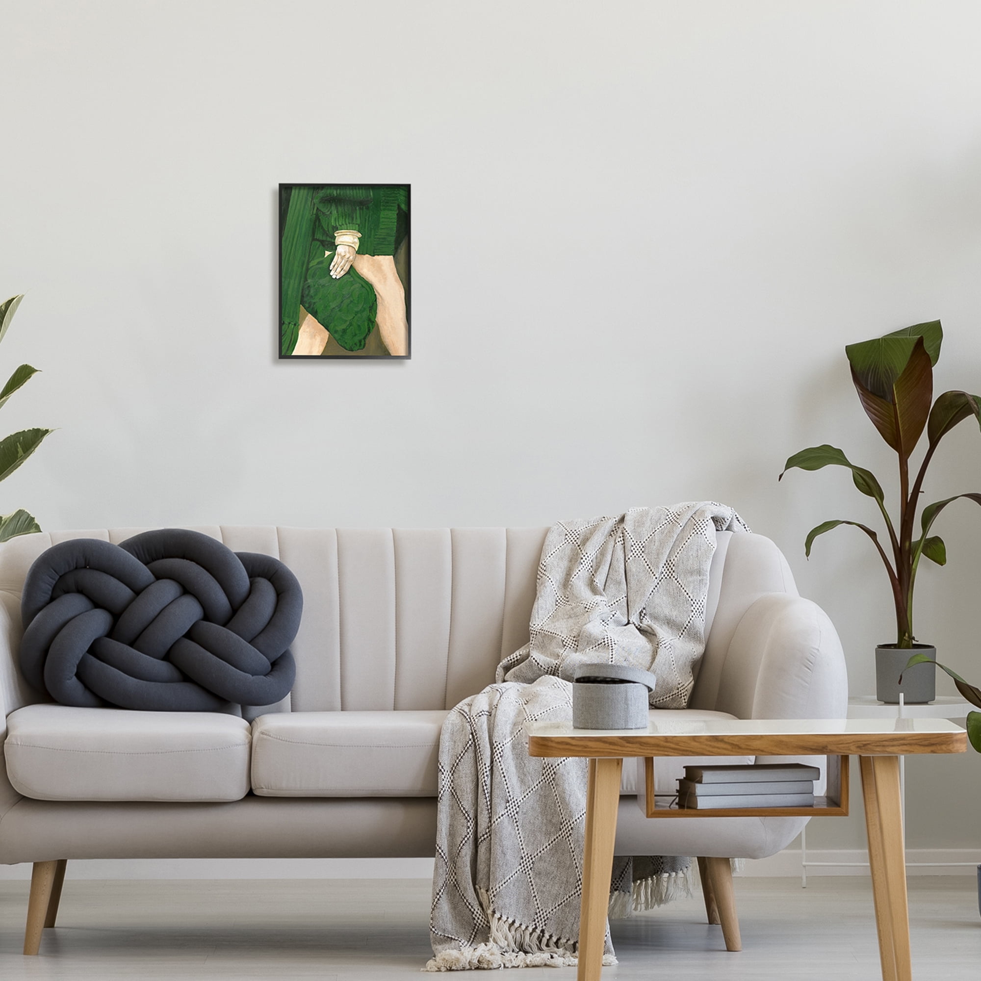 Stupell Industries Fashion Girl in Green Beauty & Fashion Painting Black Framed Art Print Wall Art, 11 x 14
