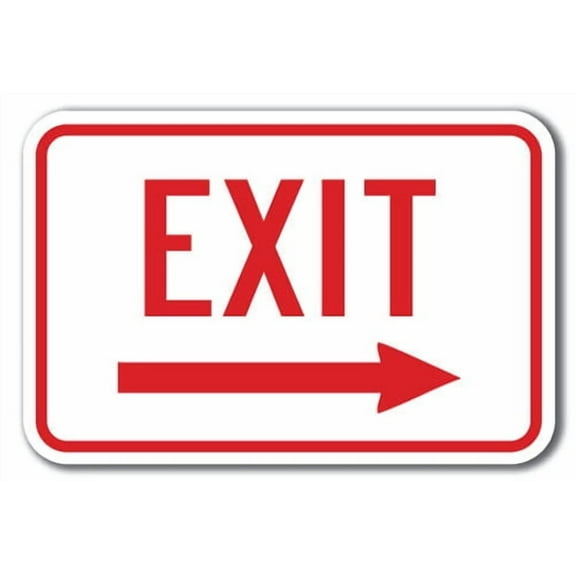 Enter-Exit Signs -Exit with right arrow  Sign 12" x 18" Heavy Gauge Aluminum Signs