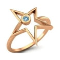 thumbnail image 2 of 0.03 Ctw Round Blue Topaz Open Star Ring 925 Sterling Silver Rose Vermeil Solitaire Mother's Day Gift Ring, 2 of 4
