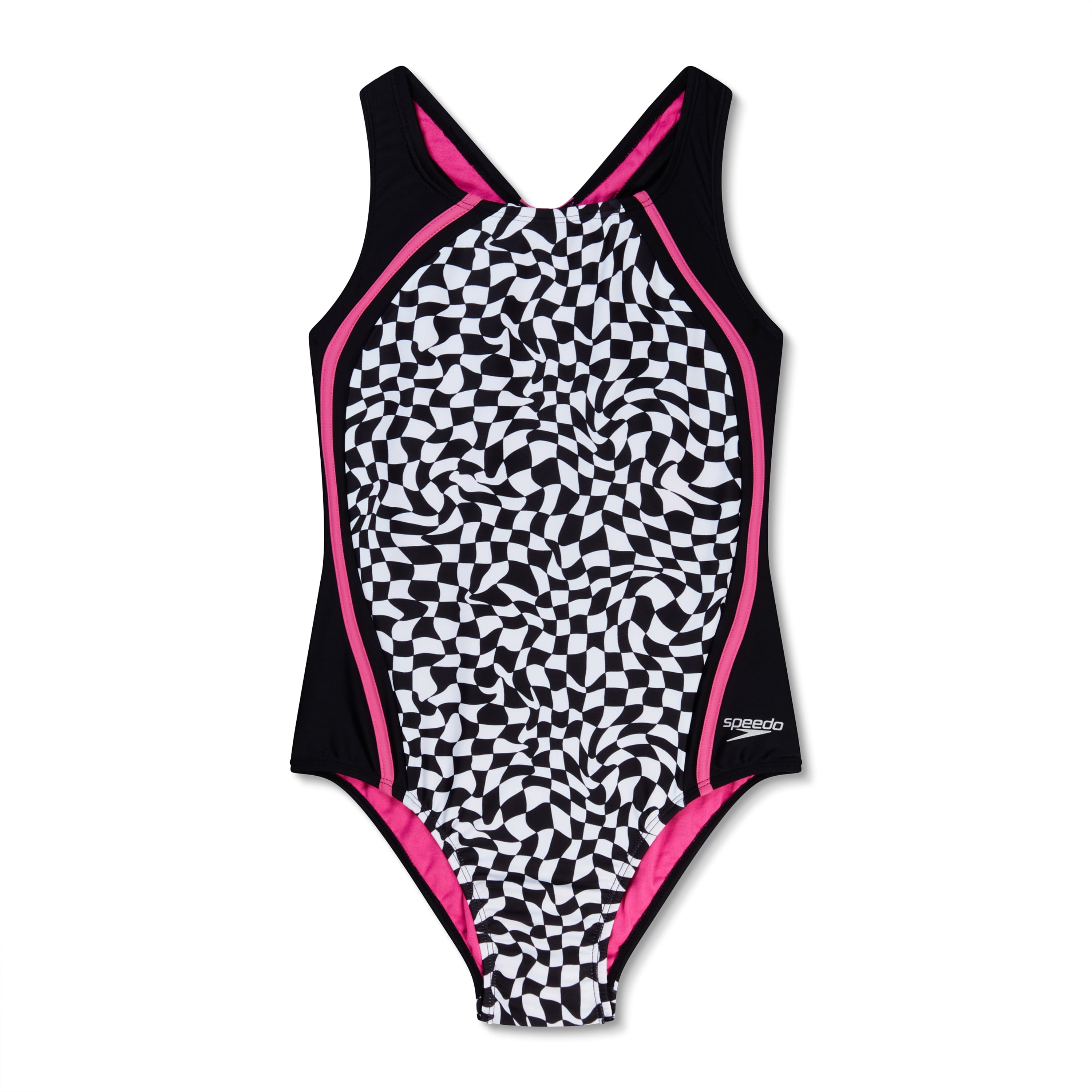 Speedo Girl's UV Protection Sport Splice Printed One Piece Swimsuit - Anthracite, Size 8