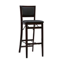 Linon Triena 24" Mid Back Indoor Upholstered Folding Bar Stool, Merlot/Dark Brown Faux Leather