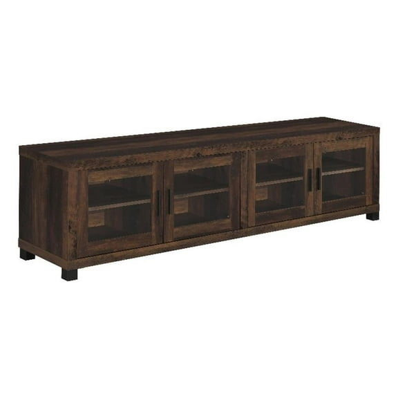 Pemberly Row Wood TV Stand with Glass Door for TVs up to 85" in Brown Dark Pine