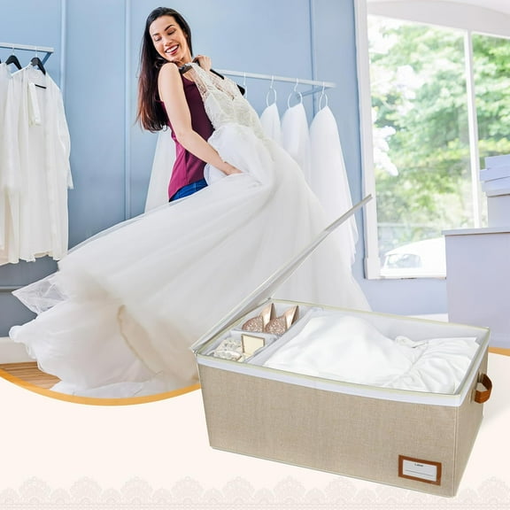 Wedding Dress Storage Box with Divider, Foldable Organizer for Gowns and Souvenirs