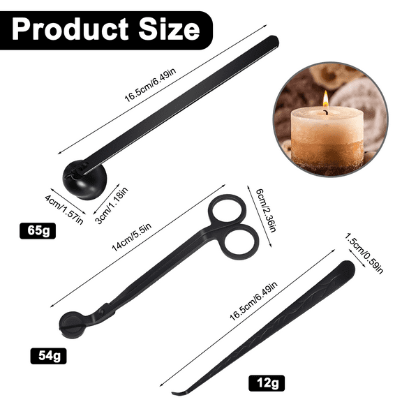 Candle Lover Gift Set, Exquisite Elegance 3 in 1 Candle Accessory Kit with Charming Life Stainless Steel Straight Tube Wick Trimmer & Snuffer & Dipper, Perfect for Home Decoration