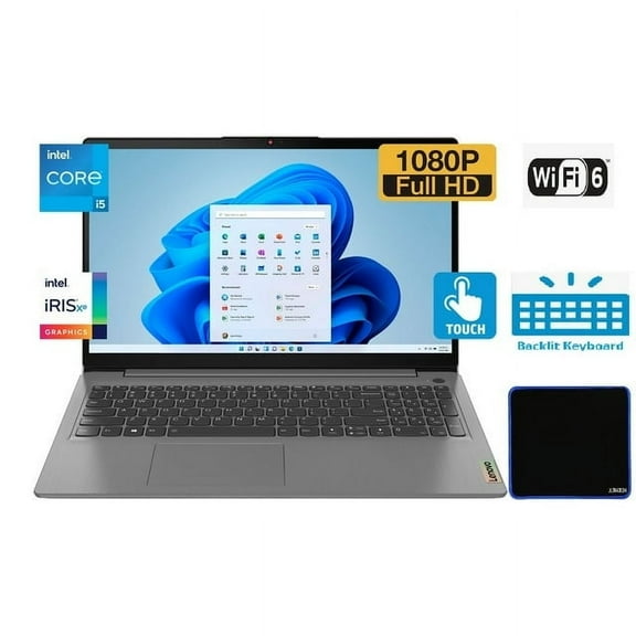 Lenovo IdeaPad 3 15.6" FHD Touchscreen/ Laptop Computer/ 11th Gen Intel i5-1135G7 (Beat i7-1065G7)/ 12GB DDR4/ 256GB SSD/ Webcam/ WiFi / Bluetooth/ Win 11 with UltraTech Mouse Pad Bundled