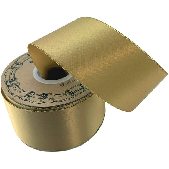 Gold Satin Fabric Wedding Ribbon - 2" x 50 Yards, Wedding, Holiday Decor, Fall, Thanksgiving, Christmas