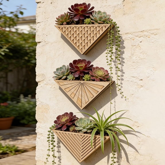 Tarmeek Triangular Wall-Mounted Planter - Creative Geometric Plant Container for Indoor Outdoor Garden, Modern Home Office Decor with Unique Shape Design
