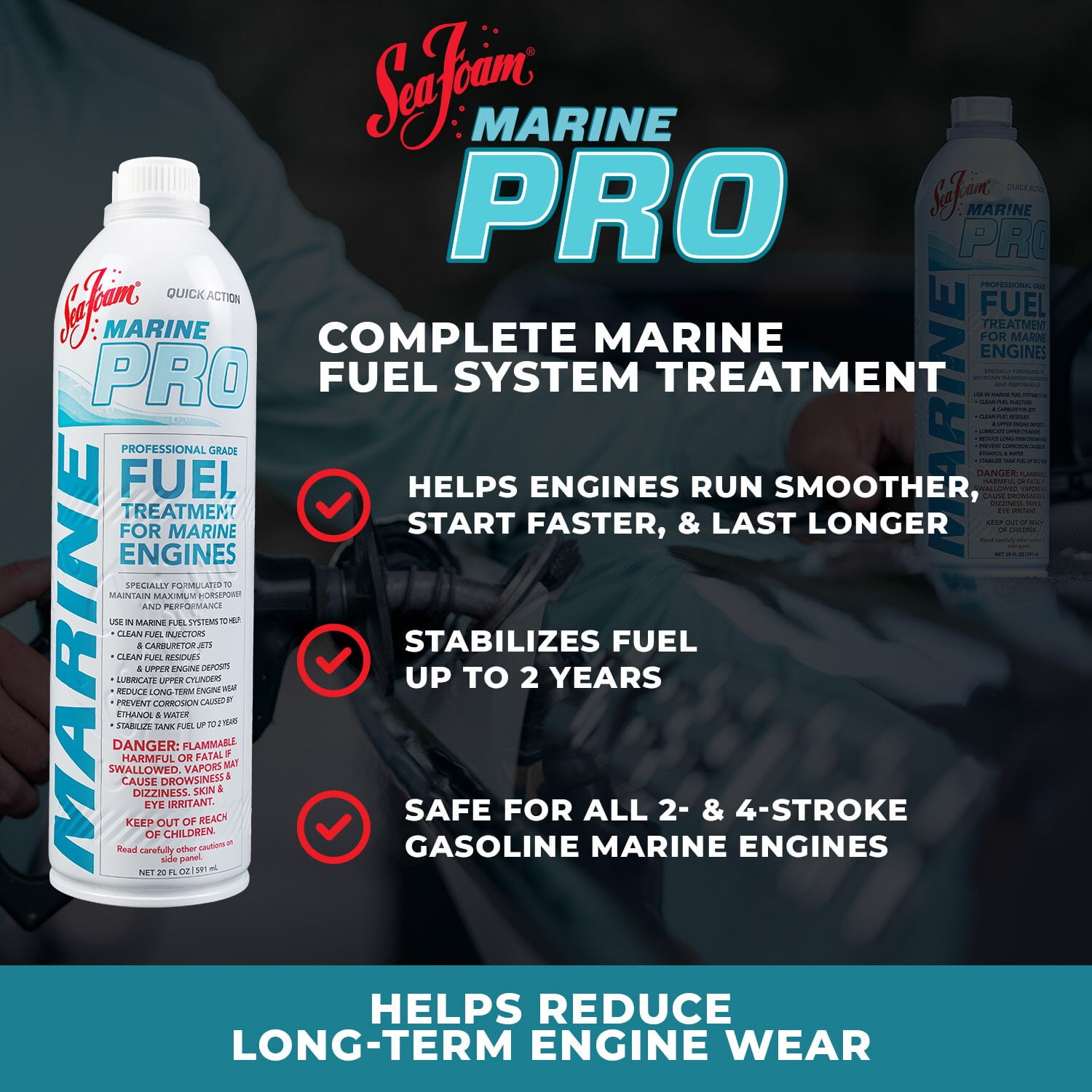 Sea Foam Marine Pro Fuel Treatment for Marine Engines, 20 oz