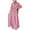 Pink, variant on Women's Muslim Kaftan Abaya Prayer Dress Plain Satin Round Collar Long Sleeve Wrap Waist Maxi Dress