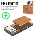 thumbnail image 2 of ELEHOLD For iPhone 17 Pro Wallet Case, PU Leather 2-in-1 Magnetic Detachable Leather Credit Card Slot Shockproof Wallet Case Cover For iPhone 17 Pro ,Brown, 2 of 8