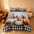 thumbnail image 3 of Homewish Watercolor Pumpkin Duvet Cover Queen, Botanical Plant Queen Bedding, White Black Orange Gray, Polka Dots Reversible 3 Pieces, 1 Duvet Cover and 2 Pillowcases, 3 of 6