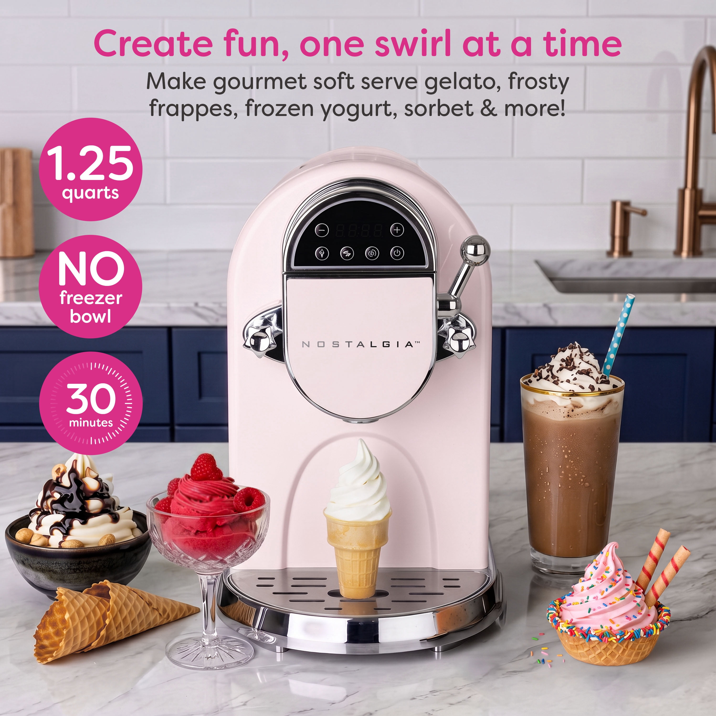 Nostalgia Professional 1.25 Qt Soft Serve Ice Cream Machine