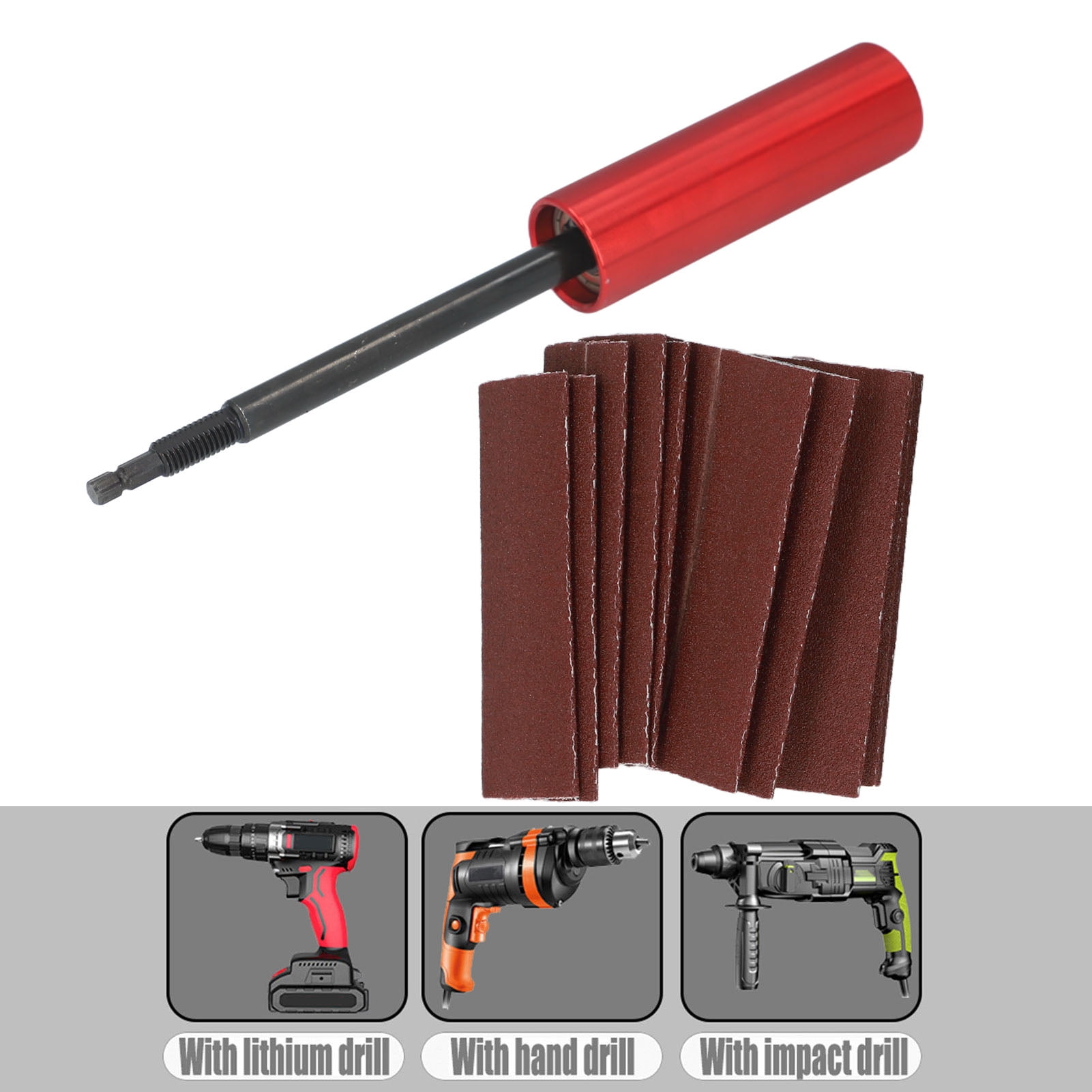 Riousery Spindle Sander Adapter 3/8in Mandrel Aluminum Alloy Drill Sanding Mandrel Kit for Wood Metal Plastic Glass and Stone Polishing, 13-Piece Set for Dremel Rotary Tools