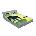 thumbnail image 2 of Ambesonne Tree Fitted Sheet & Pillow Sham Set, Reflections on Water Sun, Full, Yellow Green, 2 of 2