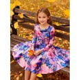 thumbnail image 5 of Lanbubble Girls Dresses Long Sleeve Butterfly Printed Casual Twirly Dress Fall Clothes 5-13 Years, 5 of 10