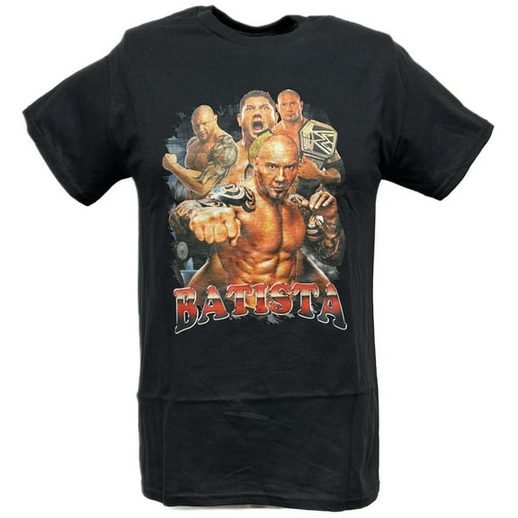 Batista Punch Out Mens Black T-shirt WWE