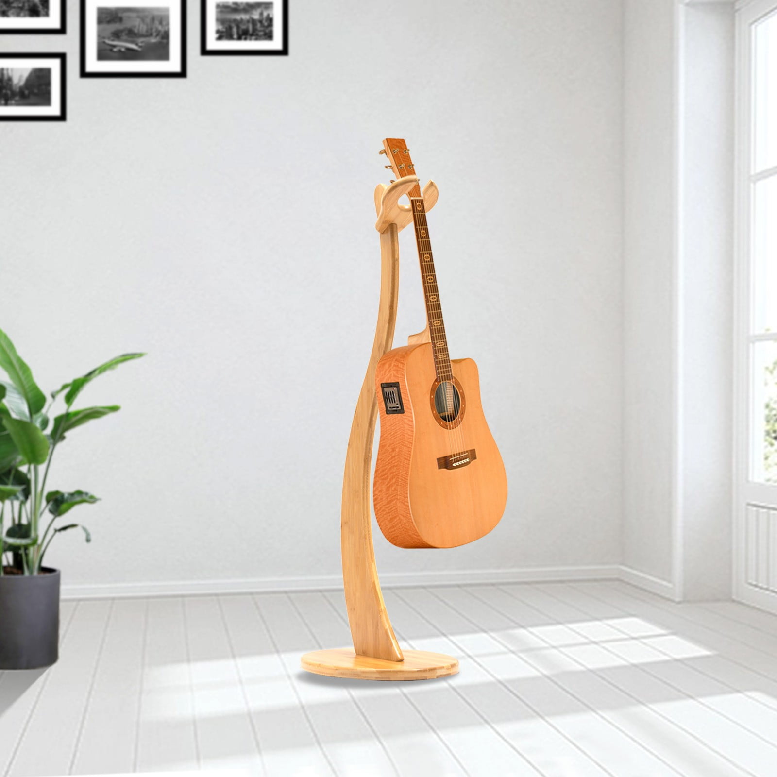 DENEST 40.55" Bamboo Guitar Stand With Non-slip Pads For Guitar Bass Display Rack Home