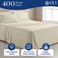 thumbnail image 2 of 100% Egyptian Cotton Twin XL Sheets Sets 3-Piece - 400 Thread Count Sateen Weave, Cooling, Hotel Luxury Deep Pockets Bed Sheet Set, Extra Long Twin Sheets for Dorm - Ivory, 2 of 8