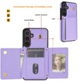thumbnail image 3 of for Samsung Galaxy A15 Case, PU Leather Crossbody Wallet Case with Card Holder, Kickstand, Magnetic Clasp Folio Zipper Purse, Adjustable Removable Strap, Protective Back Cover, Purple, 3 of 10