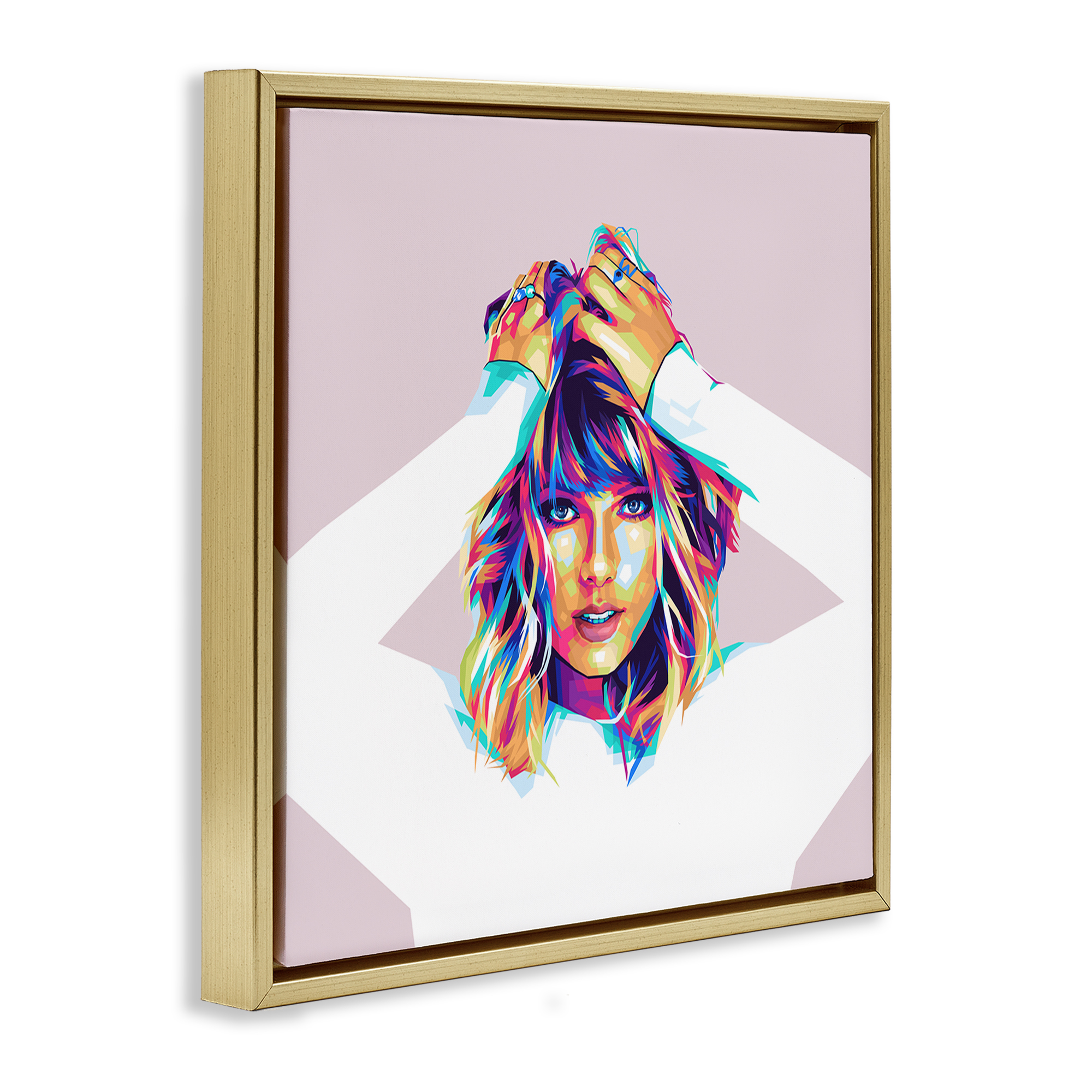 Stupell Industries Rainbow Haired Taylor People Painting Gold Floater Framed Canvas Art Print Wall Art, 25 x 25