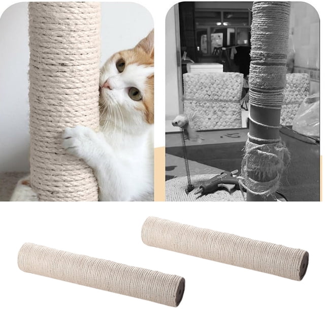 2PCS Cat Scratching Post Replacement 40cm Sisal Cat Tree Replacement Post 8mm Easy To Install
