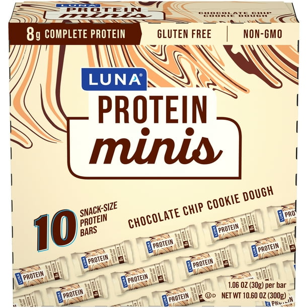LUNA Protein Minis Snack Bars, Gluten Free, Chocolate Chip Cookie Dough