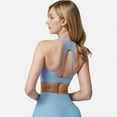 thumbnail image 5 of Active Women's Seamless Ribbed Sports Bra with Scoop Neck and Wide Straps - Large, Light Blue, 5 of 6