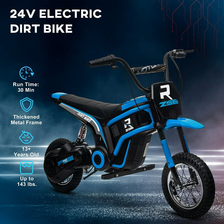 Aosom Teenager Motocross 24V 350W Electric Dirt Bike, 15 MPH w