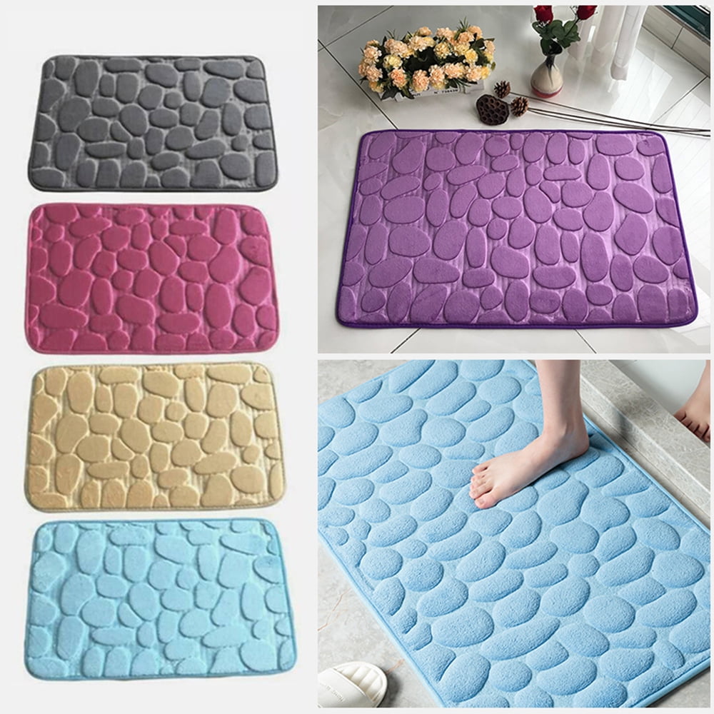 LASPERAL Bath Mat Cobblestone Bathroom Rugs Memory Foam Bath Rugs