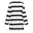 thumbnail image 5 of FRSASU Dresses for Women Summer Long Sleeve V-Neck Stripe Elastic Waist Lace Loose Dress, 5 of 7