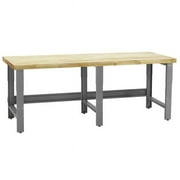 BenchPro  30 x 120 x 30 to 36 in. Adjustable Height Roosevelt Workbenches with 1.75 in. Thick Solid Maple Lacquered Butcher Block Top, Gray