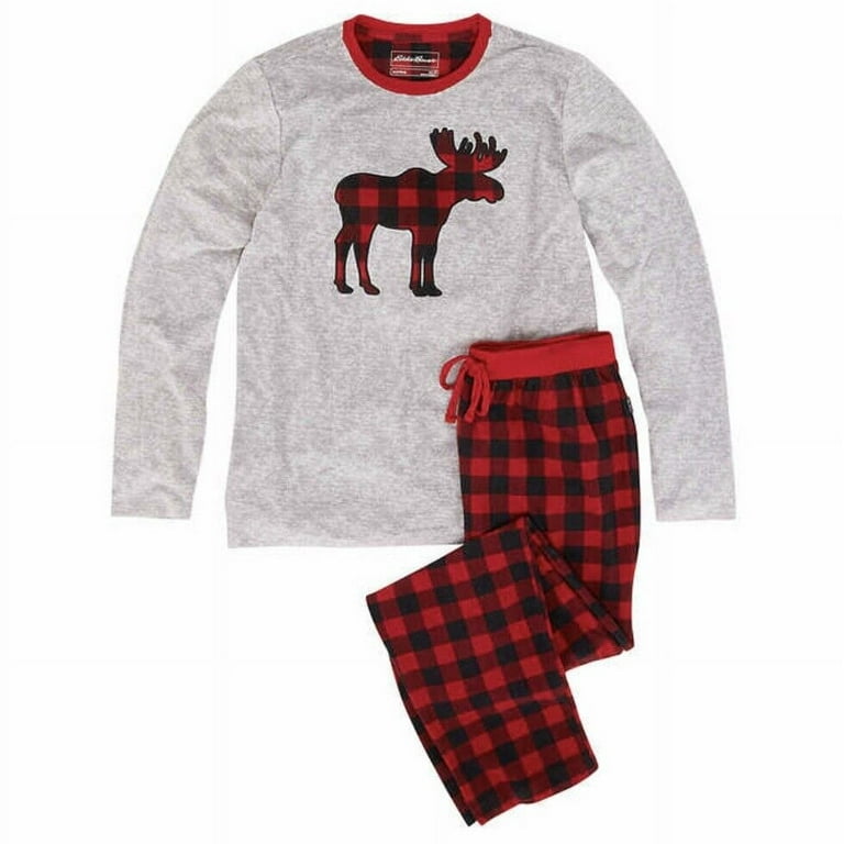 Eddie Bauer Men's Moose Red Buffalo Plaid Sleep Set for Christmas