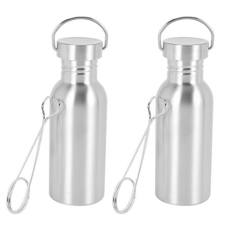 

2X Portable Stainless Steel Water Kettle with Hook Outdoor Survival Camping Water Bottle Kettle Drinking Tool 500ML