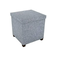 Atlantic Storage Ottoman with Wooden Feet (17 x 17) Light Gray (Refurbished)