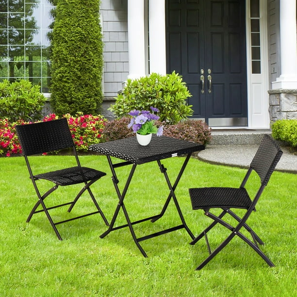 Outdoor Bistro Table Set 3 Piece Folding Patio Furniture Sets Of Foldable And Chairs Sy For Balcony Terrace Garden No Assembly Black R522 - Patio Sets For Balcony Outdoor Bistro Table Set 3 Piece Folding Patio Furniture Sets Of Foldable And Chairs Sy For Balcony Terrace Garden No Assembly Black R522 - Patio Sets For Balcony