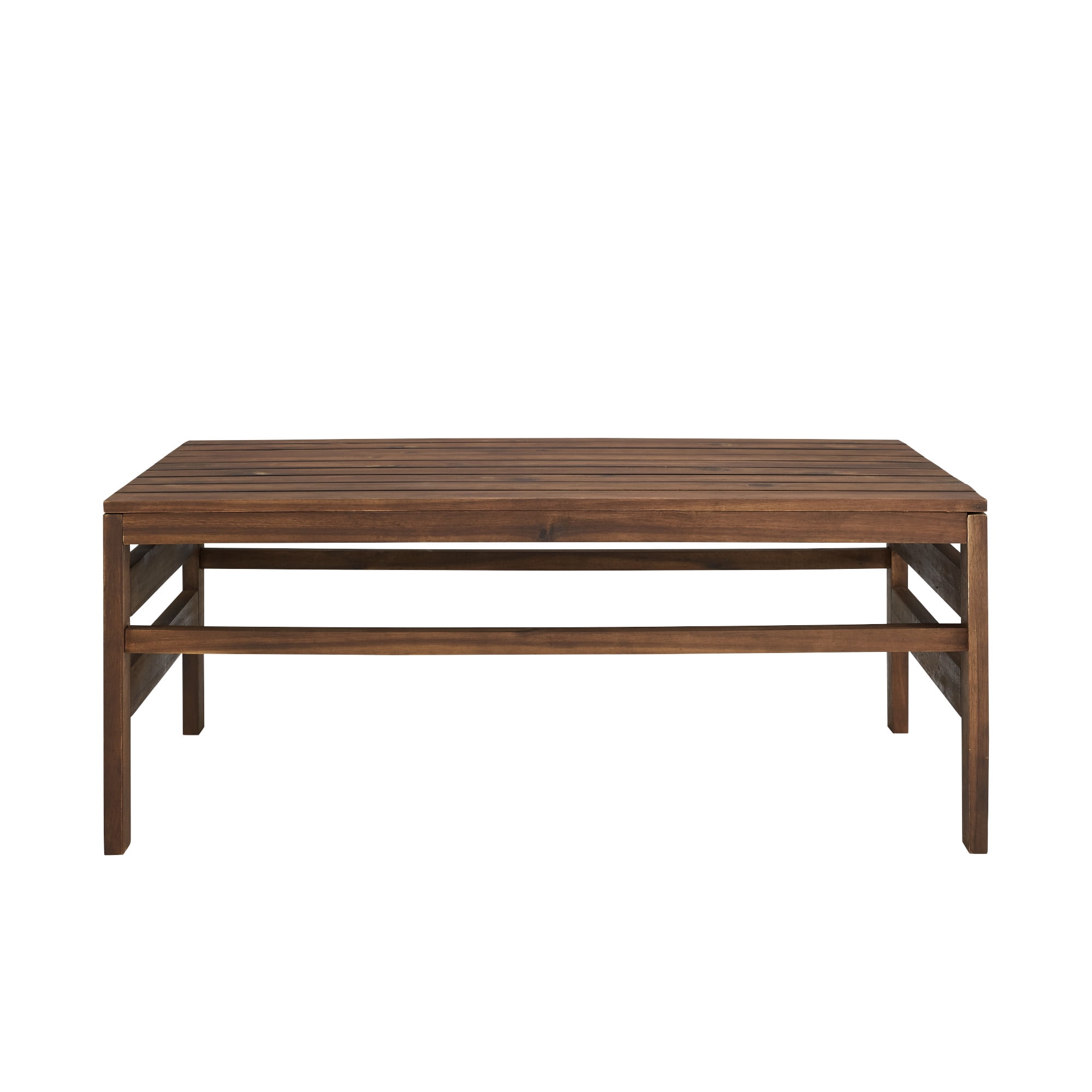Walker Edison Modern Plank Acacia Wood Patio Coffee Table, Dark Brown