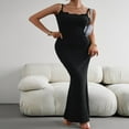 thumbnail image 4 of Stylish Solid Color Lace Trim Bodycon Long Dress for Women, 4 of 9