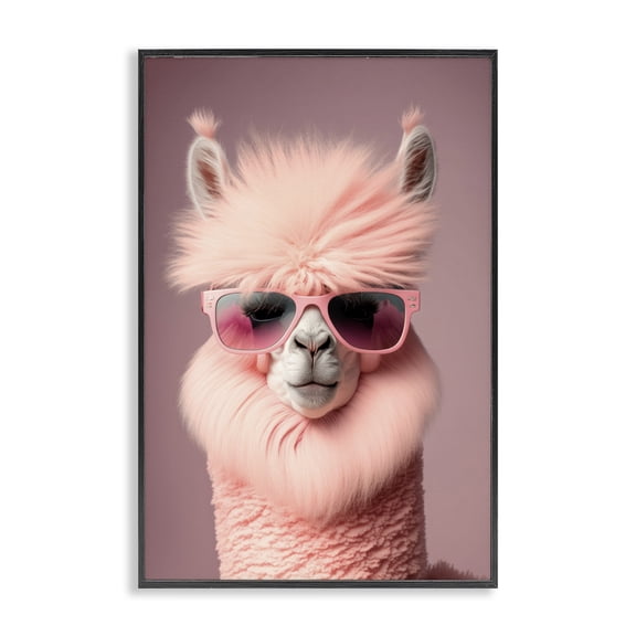 Stupell Industries Art Deco Fluffy Pink Glam Alpaca Black Framed Giclee Art, 12 x 18, by Incado