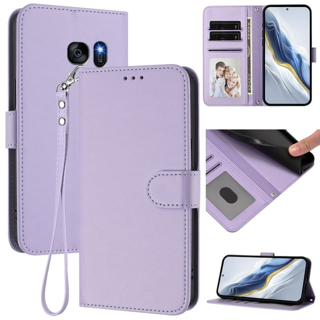 GANGXUN Wallet Case for Samsung Galaxy S7 – Magnetic Closure, RFID Blocking, Wrist Strap, Wireless Charging Compatible