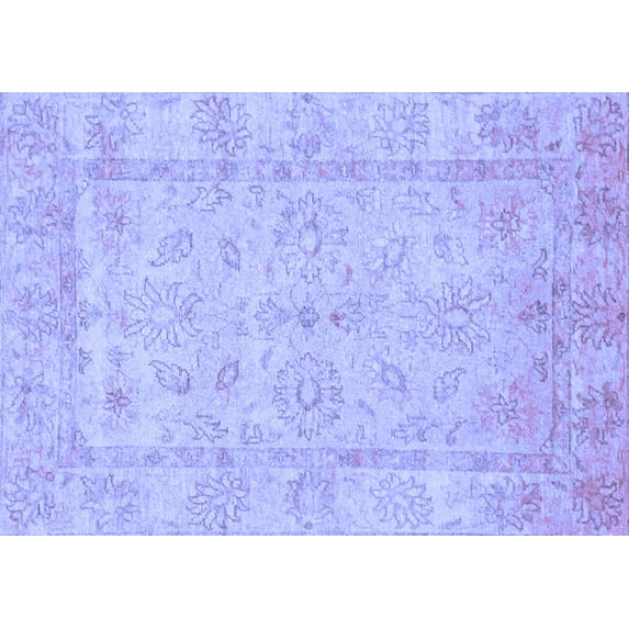 Ahgly Company Machine Washable Indoor Rectangle Oriental Blue Traditional Area Rugs, 4' x 6'